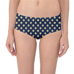 Navy/gold Polka Dots Mid-waist Bikini Bottoms by Colorfulart23