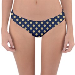 Navy/gold Polka Dots Reversible Hipster Bikini Bottoms by Colorfulart23