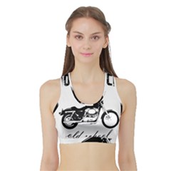 Motorcycle Old School Sports Bra With Border by Valentinaart