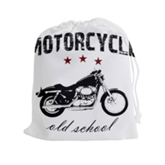 Motorcycle Old School Drawstring Pouches (xxl) by Valentinaart