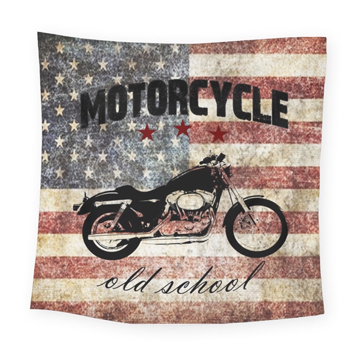 Motorcycle old school Square Tapestry (Large)