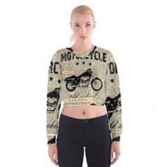 Motorcycle Old School Cropped Sweatshirt by Valentinaart