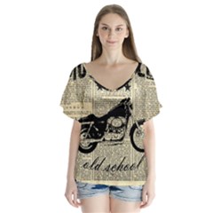 Motorcycle Old School Flutter Sleeve Top by Valentinaart