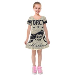 Motorcycle Old School Kids  Short Sleeve Velvet Dress by Valentinaart