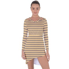 Colored Zig Zag Asymmetric Cut-out Shift Dress