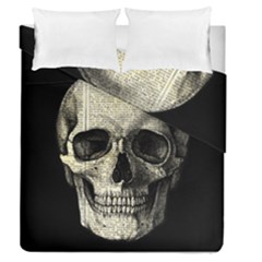 Newspaper Skull Duvet Cover Double Side (queen Size)