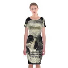 Newspaper Skull Classic Short Sleeve Midi Dress by Valentinaart