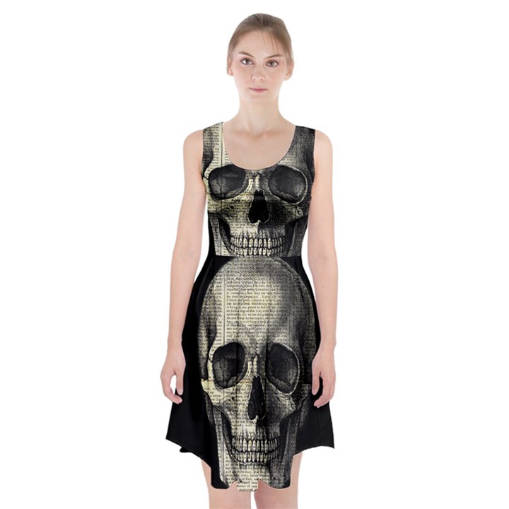 Newspaper skull Racerback Midi Dress