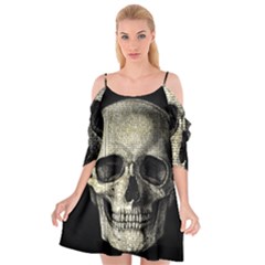 Newspaper Skull Cutout Spaghetti Strap Chiffon Dress by Valentinaart