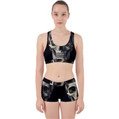 Newspaper Skull Work It Out Sports Bra Set