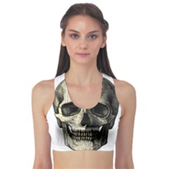 Newspaper Skull Sports Bra by Valentinaart