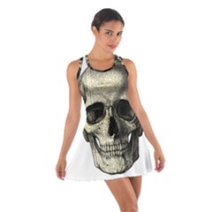 Newspaper Skull Cotton Racerback Dress by Valentinaart