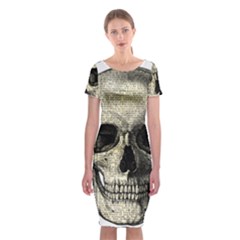 Newspaper Skull Classic Short Sleeve Midi Dress by Valentinaart