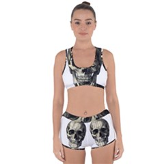 Newspaper Skull Racerback Boyleg Bikini Set by Valentinaart