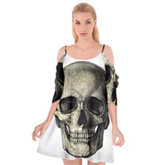 Newspaper Skull Cutout Spaghetti Strap Chiffon Dress by Valentinaart