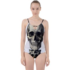 Newspaper Skull Cut Out Top Tankini Set