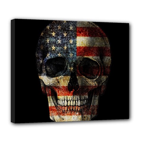 American Flag Skull Deluxe Canvas 24  X 20   by Valentinaart