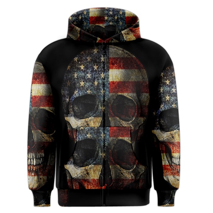 American flag skull Men s Zipper Hoodie