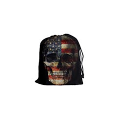 American Flag Skull Drawstring Pouches (xs)  by Valentinaart