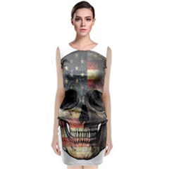 American Flag Skull Classic Sleeveless Midi Dress by Valentinaart