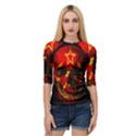 Russian flag skull Quarter Sleeve Tee View1