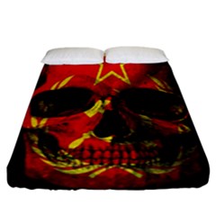 Russian Flag Skull Fitted Sheet (king Size) by Valentinaart