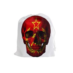 Russian Flag Skull Drawstring Pouches (large)  by Valentinaart