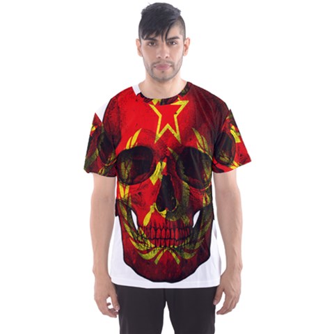 Russian Flag Skull Men s Sports Mesh Tee by Valentinaart