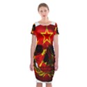 Russian flag skull Classic Short Sleeve Midi Dress View1