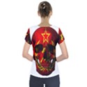 Russian flag skull Short Sleeve Front Detail Top View2