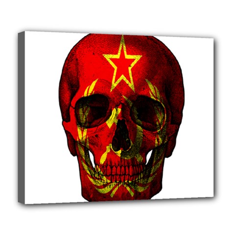 Russian Flag Skull Deluxe Canvas 24  X 20   by Valentinaart