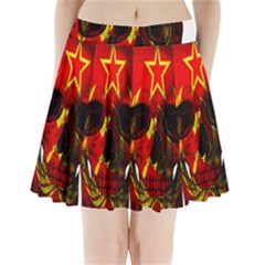 Russian Flag Skull Pleated Mini Skirt by Valentinaart