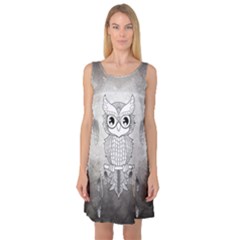 Wonderful Owl, Mandala Design Sleeveless Satin Nightdress by FantasyWorld7