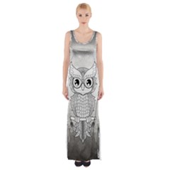 Wonderful Owl, Mandala Design Maxi Thigh Split Dress by FantasyWorld7