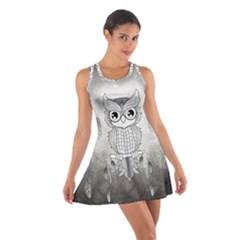 Wonderful Owl, Mandala Design Cotton Racerback Dress by FantasyWorld7