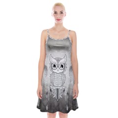 Wonderful Owl, Mandala Design Spaghetti Strap Velvet Dress by FantasyWorld7