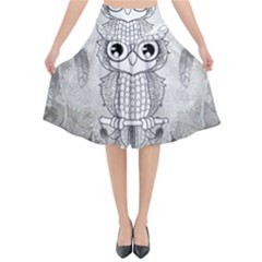 Wonderful Owl, Mandala Design Flared Midi Skirt by FantasyWorld7