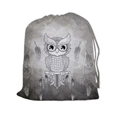 Wonderful Owl, Mandala Design Drawstring Pouches (xxl) by FantasyWorld7