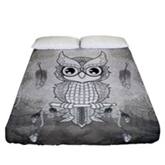 Wonderful Owl, Mandala Design Fitted Sheet (california King Size) by FantasyWorld7