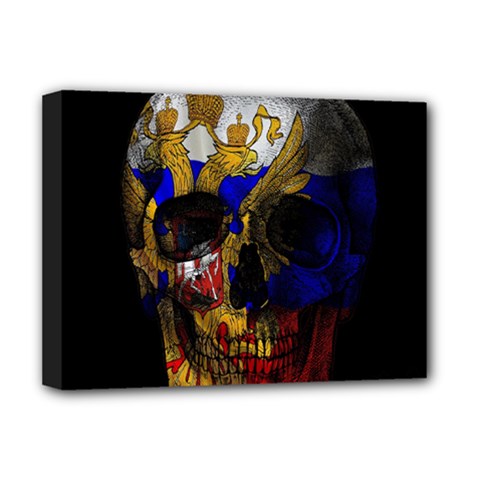 Russian Flag Skull Deluxe Canvas 16  X 12   by Valentinaart