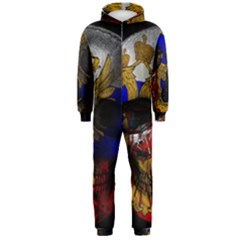 Russian Flag Skull Hooded Jumpsuit (men)  by Valentinaart