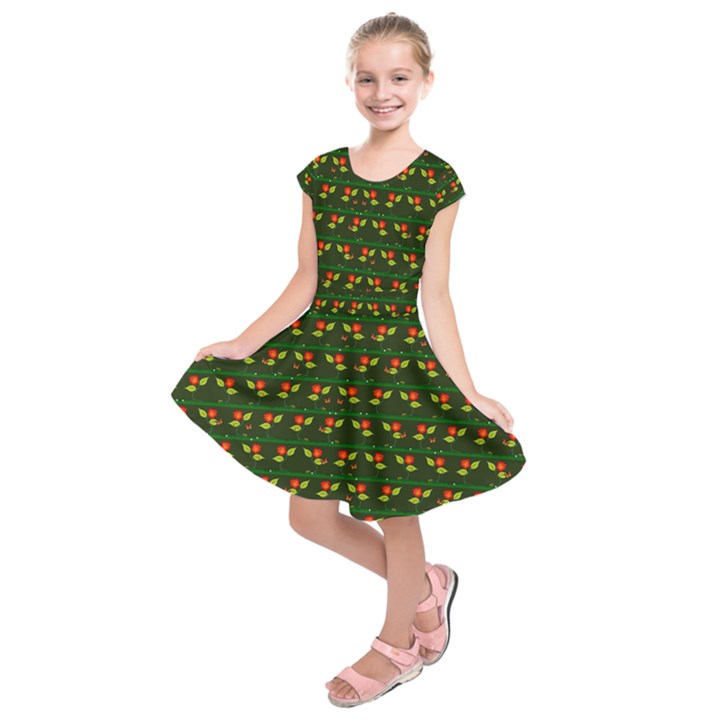 Plants And Flowers Kids  Short Sleeve Dress