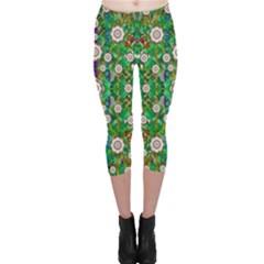 Pearl Flowers In The Glowing Forest Capri Leggings  by pepitasart