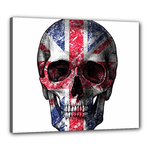 Uk Flag Skull Canvas 24  X 20  by Valentinaart