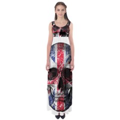 Uk Flag Skull Empire Waist Maxi Dress by Valentinaart