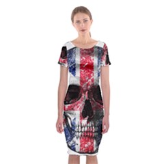 Uk Flag Skull Classic Short Sleeve Midi Dress by Valentinaart