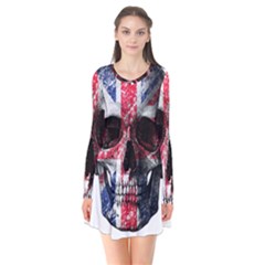 Uk Flag Skull Flare Dress by Valentinaart