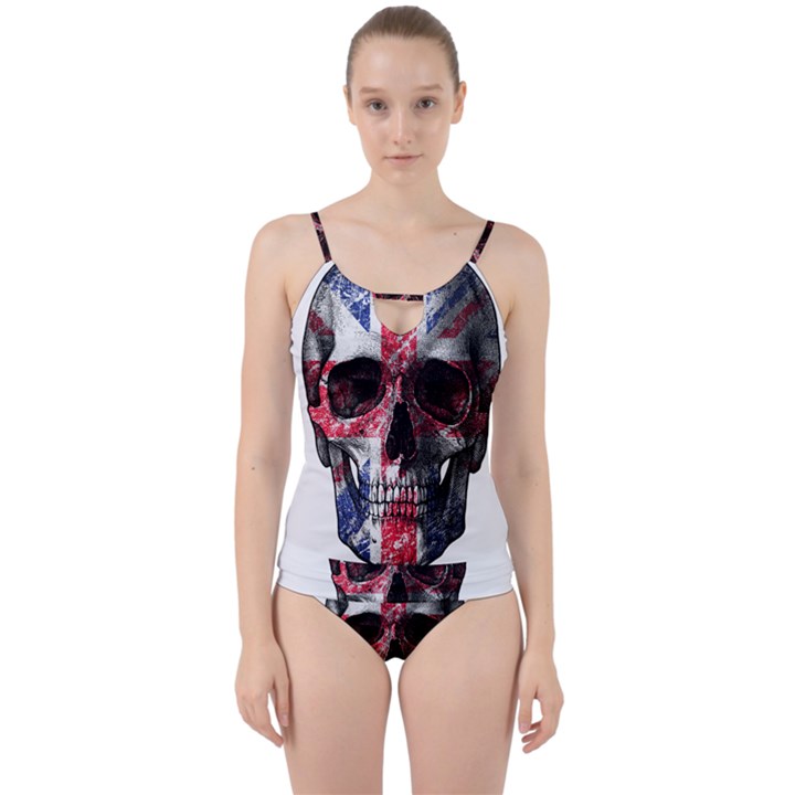 UK flag skull Cut Out Top Tankini Set