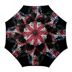 Uk Flag Skull Golf Umbrellas by Valentinaart