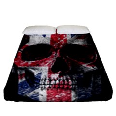 Uk Flag Skull Fitted Sheet (queen Size) by Valentinaart